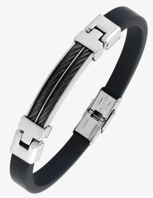 Bracelet acier CARGO caoutchouc et cable SO OR