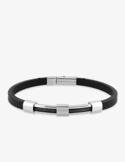 Bracelet acier CARGO caoutchouc et câble noir SO OR