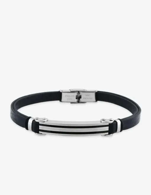 Bracelet acier CARGO cuir et cable longueur ajustable SO OR