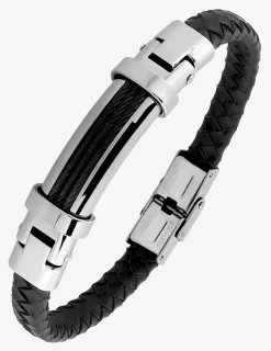 Bracelet acier CARGO cuir et cable SO OR