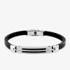 Bracelet acier CARGO cuir noir et motif central brillant ajouré SO OR
