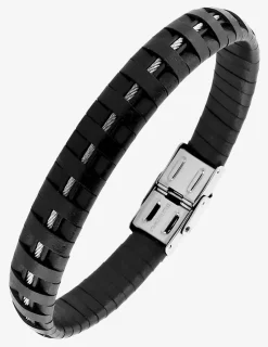 Bracelet acier CARGO cuir tressé cable acier ajustable fermoir dentelé SO OR