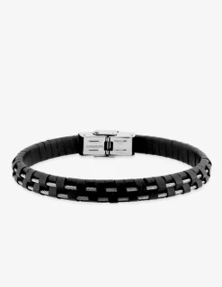 Bracelet acier CARGO cuir et câble longueur ajustable SO OR