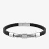 Bracelet acier CARGO en caoutchouc noir et motif acier câble SO OR