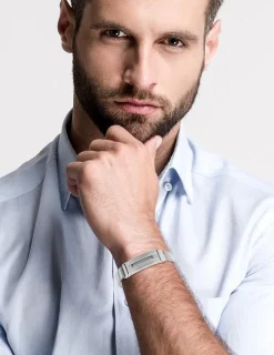 Bracelet acier CARGO en maille et motif rectangle finition brossé SO OR