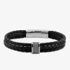 Bracelet acier CARGO et cuir tressé bicolore SO OR