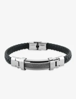 Bracelet acier CARGO et cuir tressé SO OR