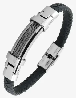 Bracelet acier CARGO et cuir tressé SO OR