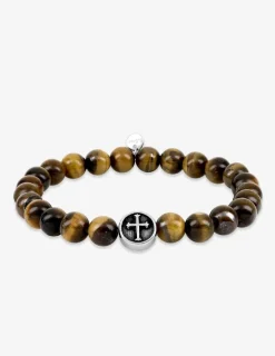 Bracelet acier croix et perles fantaisie SO OR