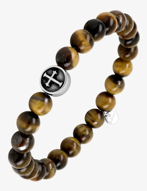 Bracelet acier croix et perles fantaisie SO OR