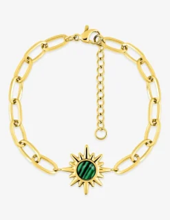 Bracelet acier doré, alternée et malachite SO OR