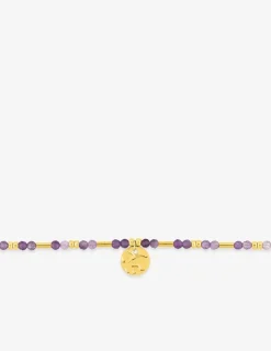 Bracelet acier doré, améthyste et boules de verre SO OR
