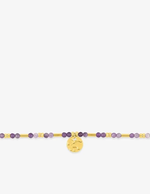 Bracelet acier doré, améthyste et boules de verre SO OR