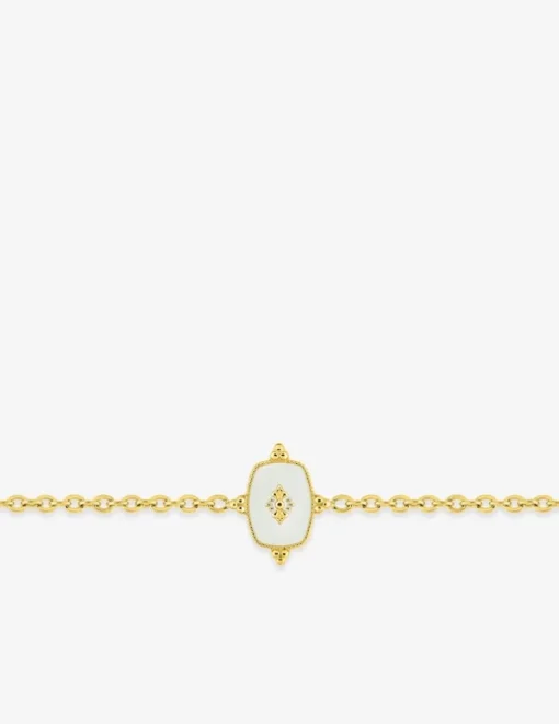 Bracelet acier doré et motif laque blanche SO OR