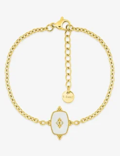Bracelet acier doré et motif laque blanche SO OR