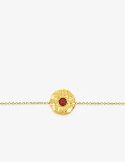 Bracelet acier doré et rubis synthétique, chaine forçat SO OR