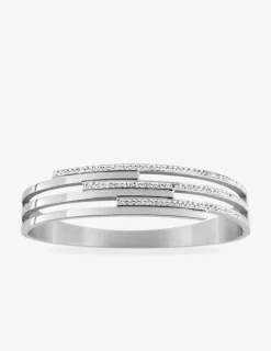 Bracelet acier doré jonc ouvrant avec cristaux synthétiques SO OR
