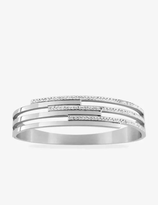 Bracelet acier doré jonc ouvrant avec cristaux synthétiques SO OR