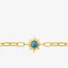 Bracelet acier doré maille alternée et turquoise synthétique 19 cm SO OR