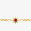Bracelet acier doré maille alternée et turquoise rouge synthétique 19 cm SO OR
