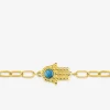 Bracelet acier doré motif main de Fatma et turquoise SO OR