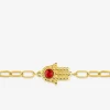 Bracelet acier doré motif main de Fatma et turquoise rouge SO OR