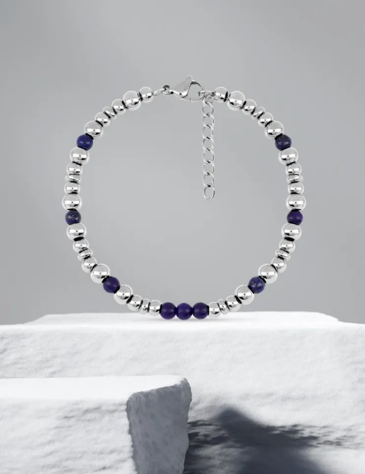 Bracelet acier et agate bleue SO OR