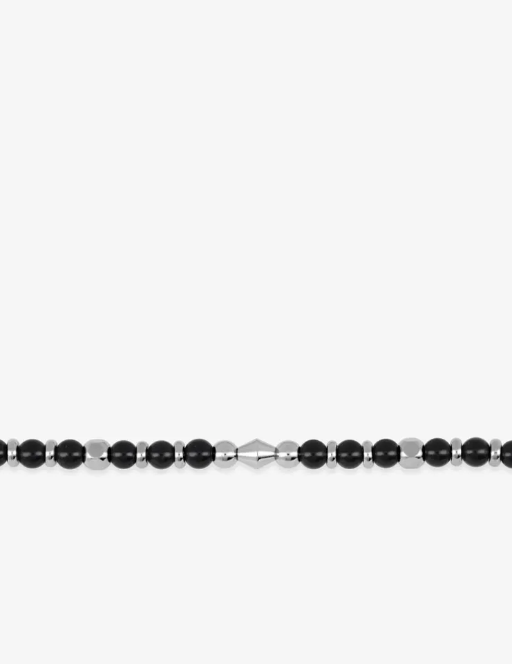 Bracelet acier et agate noire SO OR