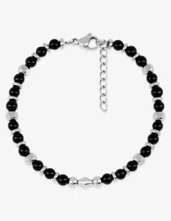 Bracelet acier et agate noire SO OR
