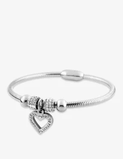 Bracelet acier et cristal blanc avec motifs et pampilles SO OR