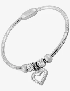 Bracelet acier et cristal blanc avec motifs et pampilles SO OR