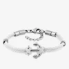 Bracelet acier gris et cordon blanc fantaisie avec ancre marine SO OR