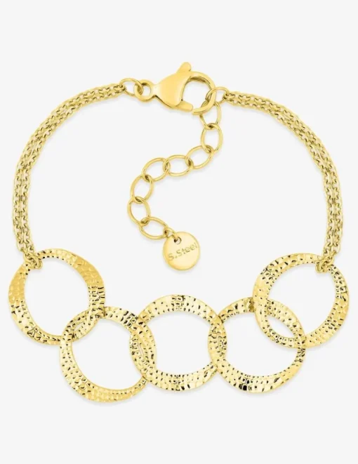 Bracelet acier jaune anneaux entrelacés SO OR