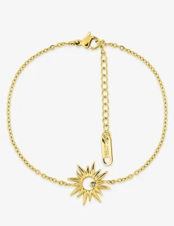 Bracelet acier jaune motif central soleil SO OR