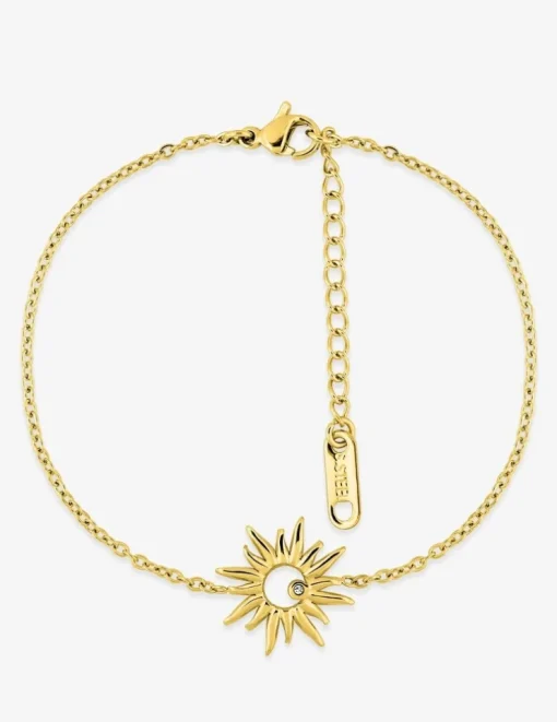 Bracelet acier jaune motif central soleil SO OR