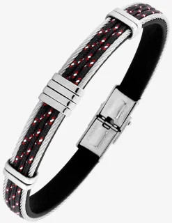 Bracelet acier rigide et cuir synthétique SO OR