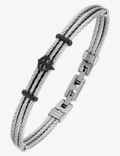 Bracelet acier trois câbles et ancre marine SO OR