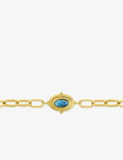 Bracelet alternée acier doré et motif ovale, turquoise synthétique SO OR