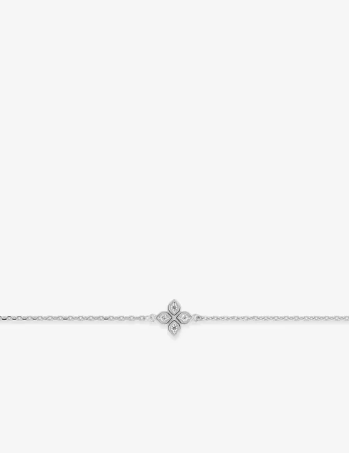 Bracelet argent 925 ‰ rhodié avec oxyde de ziconium en trèfle SO OR