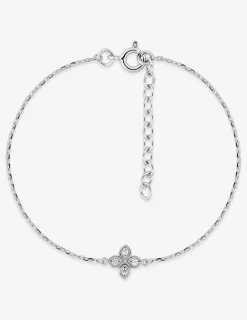 Bracelet argent 925 ‰ rhodié avec oxyde de ziconium en trèfle SO OR