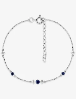 Bracelet argent 925 ‰ rhodié avec oxydes de zirconium bleus et blancs SO OR