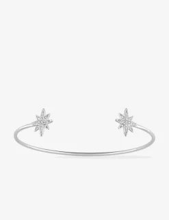 Bracelet argent 925 ‰ rhodié jonc ouvert avec oxydes de zirconium en étoile SO OR