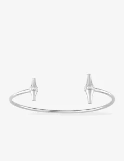 Bracelet argent 925 ‰ rhodié jonc ouvert et oxydes de zirconium SO OR