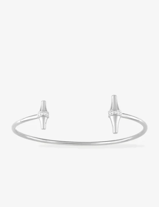 Bracelet argent 925 ‰ rhodié jonc ouvert et oxydes de zirconium SO OR