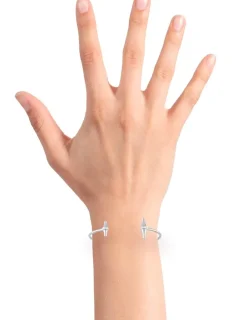 Bracelet argent 925 ‰ rhodié jonc ouvert et oxydes de zirconium SO OR