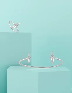Bracelet argent 925 ‰ rhodié jonc ouvert et oxydes de zirconium SO OR