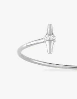 Bracelet argent 925 ‰ rhodié jonc ouvert et oxydes de zirconium SO OR