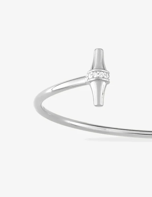 Bracelet argent 925 ‰ rhodié jonc ouvert et oxydes de zirconium SO OR