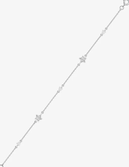 Bracelet argent 925 ‰ rhodié souple, étoiles et Oxydes de Zirconium SO OR