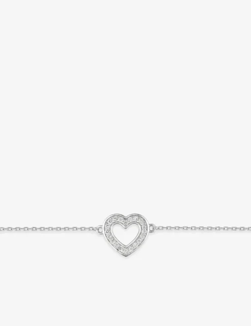 Bracelet argent 925‰ chaine souple oxyde blanc cœur SO OR